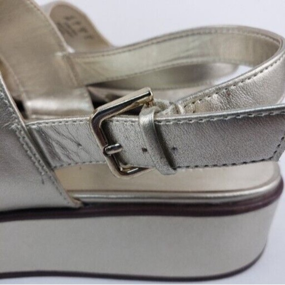 Naturalizer Caryn Silver Metallic Sling Back Leather Sandals Shoes Size 9 M - Picture 6 of 16